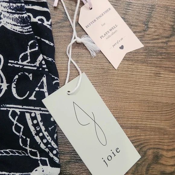 NEW Joie Linen Blend Wide Leg Nautical Coastal Beach Cropped Pant Size Small - Picture 4 of 6